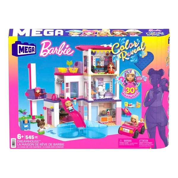Set de joaca cu mini papusi surpriza, Mega Bloks, Barbie Color Reveal, Dreamhouse, HHM01