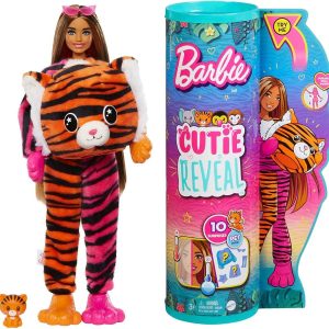 Papusa Barbie, Seria Jungle, Cutie Reveal, Tiger, HKP99