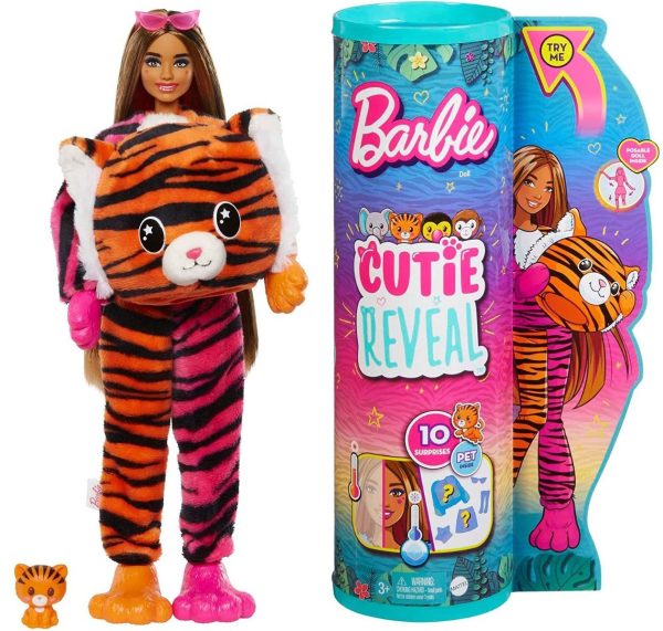 Papusa Barbie, Seria Jungle, Cutie Reveal, Tiger, HKP99