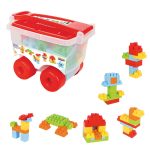 Set de joaca, carucior cu blocuri de construit, Pilsan, 56 piese