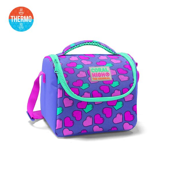 Geanta termoizolanta Coral High, mov cu inimioare