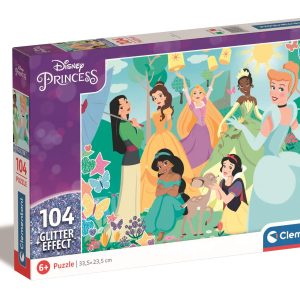 Puzzle cu sclipici Clementoni Disney Princess, 104 piese