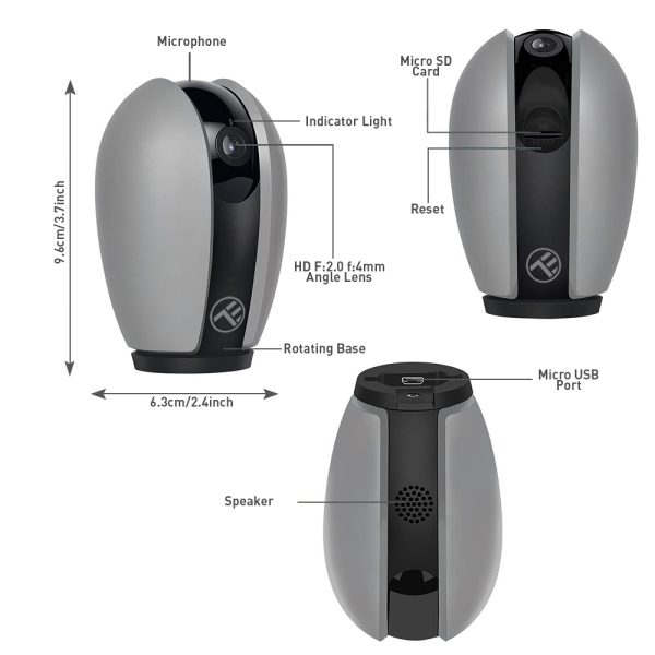 Camera inteligenta IP Wi-Fi Tellur, Smart, Rezolutie 1080P, Night Vision, IR, Gri