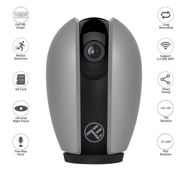 Camera inteligenta IP Wi-Fi Tellur, Smart, Rezolutie 1080P, Night Vision, IR, Gri