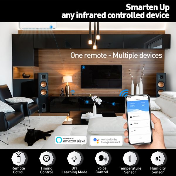 Telecomanda IR Tellur, Wi-Fi, Senzor temperatura & umiditate, Control aplicatie