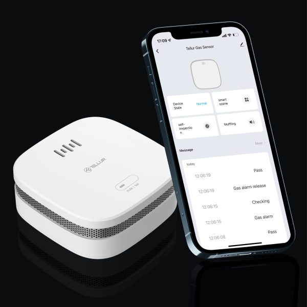 Senzor de fum Tellur, Wi-Fi, 2.4 GHz, Indicator, Alarma, Notificari