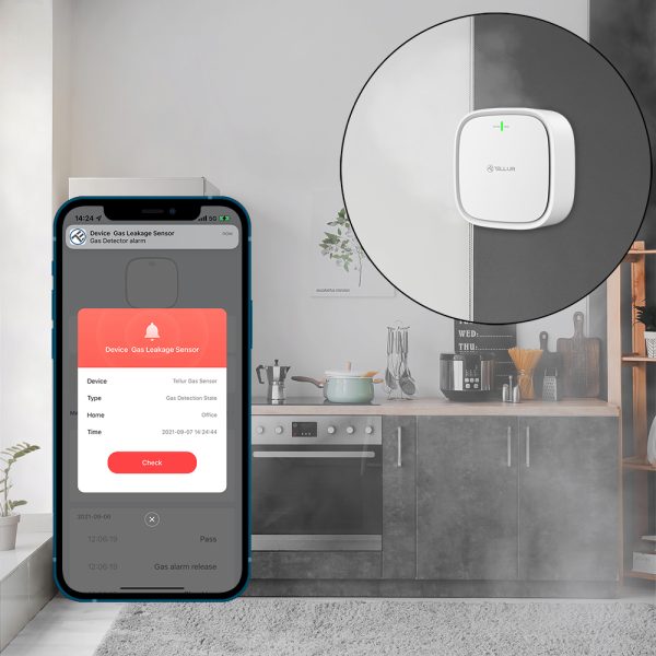 Senzor de fum Tellur, Wi-Fi, 2.4 GHz, Indicator, Alarma, Notificari