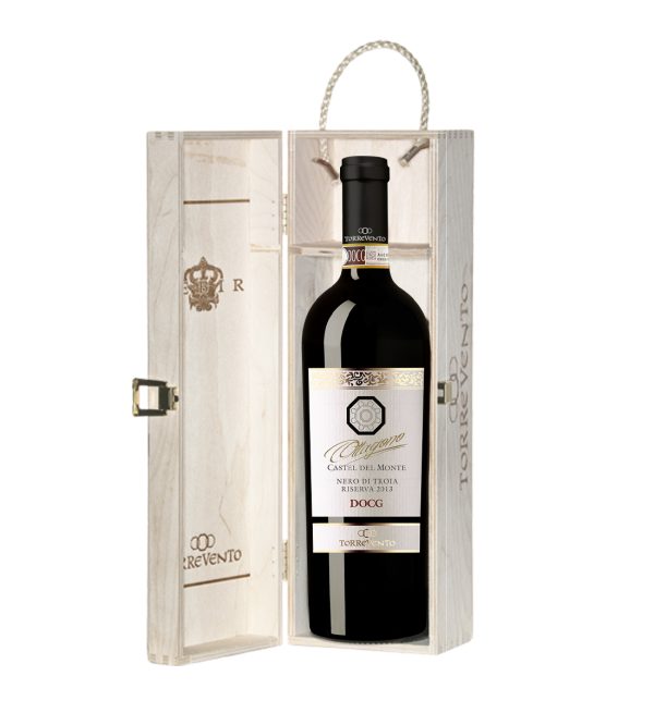 Torrevento Ottagono Castel del Monte Nero Di Troia Riserva DOCG Magnum Cutie Lemn - Vin Rosu Sec - Italia - 1.5L