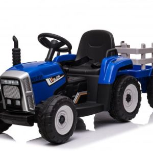 Tractoras electric Kinderauto BJ-611 60W 12V cu remorca si telecomanda Albastru