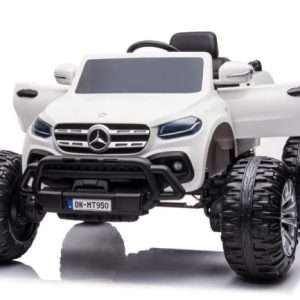 Masinuta electrica Mercedes X-Class Monster Truck 180W 4x4, roti moi, scaun tapitat, culoare Alba