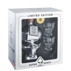 Vodka Outer Space Alien Head Chrome Edition Gift Set 0.7L