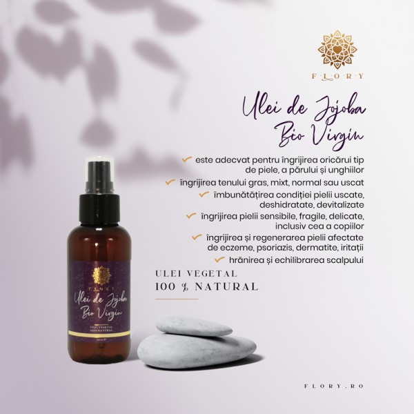 Ulei de Jojoba Bio Virgin, FLORY, in ambalaj 100 ml.