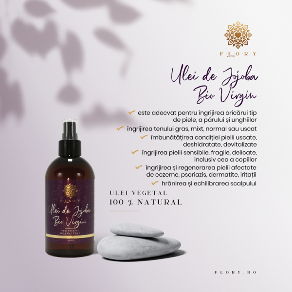 Ulei de Jojoba Bio Virgin, FLORY, in ambalaj 250 ml.