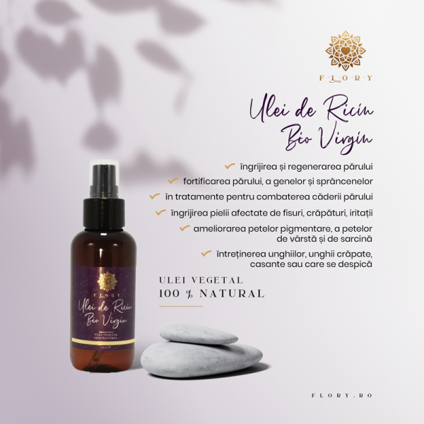 Ulei de Ricin Bio Virgin, FLORY, in ambalaj 100 ml.