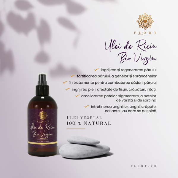 Ulei de Ricin Bio Virgin, FLORY, in ambalaj 250 ml.